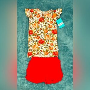 Posh Peanut Alma Henley Ruffled Capsleeve Top & Ruffled Varsity Short 5Y